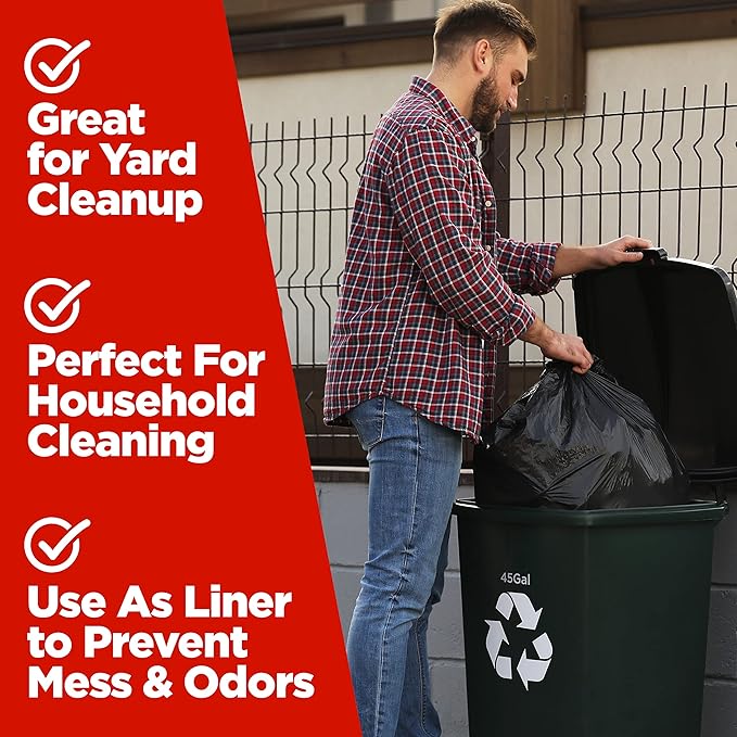 Toughbag 40-45 Gallon Trash Bags Heavy Duty (100 Count) - 39, 40, 42, 44 Gallon Trash Bags for Contractors, Commercial, Home, Kitchen - Made in USA