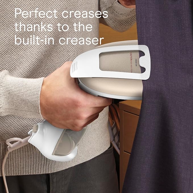 Conair Handheld Garment Steamer for Clothes, Turbo ExtremeSteam 1875W Fabric Steamer, Portable Handheld Design, Strong Penetrating Steam, White/Champagne (Pack of 2)