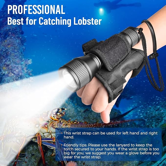 ORCATORCH D550 Dive Light 1000 Lumens Scuba Diving Flashlight 3 Modes IP68 Waterproof Underwater Lights Night Dive Submarine Torch with Wrist Mount for Outdoor Exploration Under Water Sports