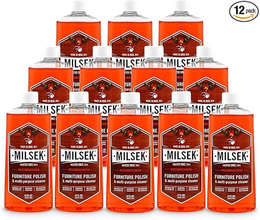 Milsek Furniture Polish and Wood Cleaner with Cinnamon Raspberry Scent - for Home and Household from Hardwood Floors to Kitchen Cabinets - 12 Fl Oz (Pack of 12)