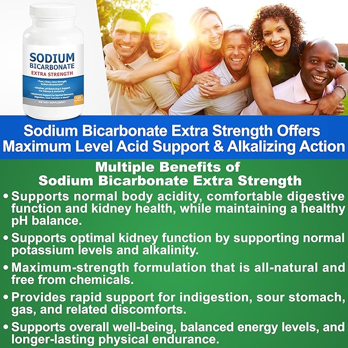 Sodium Bicarbonate Capsules Extra Strength 1300mg Organic Use No Junk. 1 Sodium Bicarbonate Capsule is 1300mg. Pure Sodium Bicarb Tablet 2-Pack