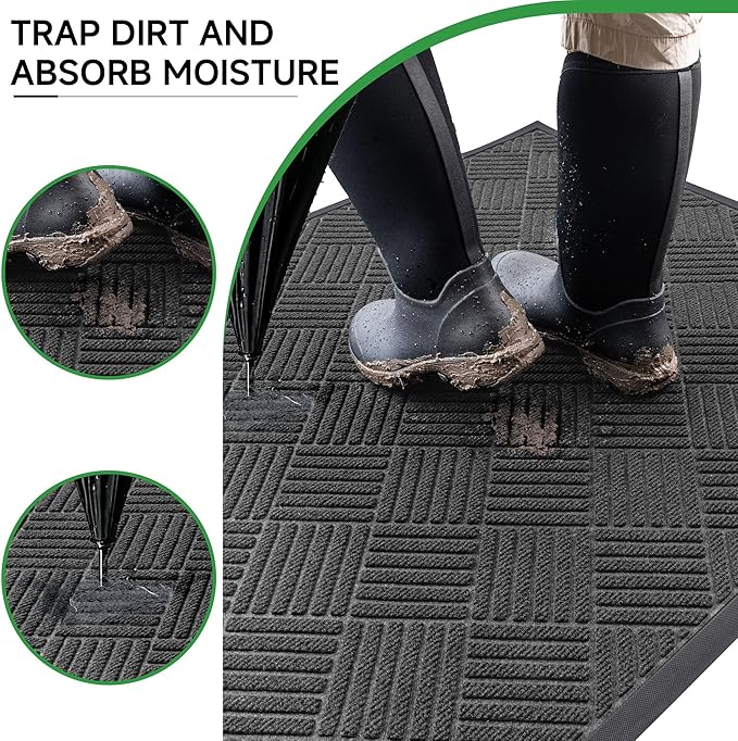 100pointONE Front Door Mat, Heavy Duty Indoor Outdoor Doormat, 72" x 24" Low Profile Outdoor Mats for Home Entrance, Stain and Fade Resistant Welcome Mat Ideal for High Traffic Area, Diamond Grey