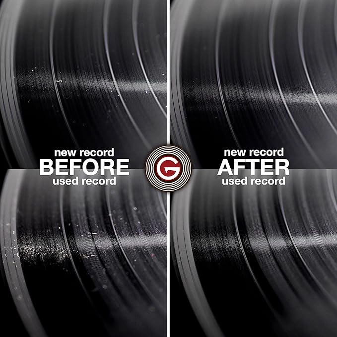 GrooveWasher Vinyl Record Cleaning Kit – Handcrafted Hardwood Handle with Scratch-Free Microfiber Pad, Essential LP Care System Includes G2 Cleaning Fluid Spray + Bonus, Erase Fingerprint Oils & Dirt