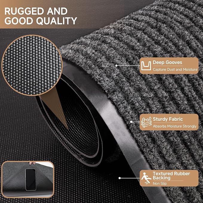100pointONE Durable Indoor Outdoor Door Mats for Entryway, Heavy Duty Front Door Mat, 72" x 36" Low Profile Welcome Mats for Entry, Stain and Fade Resistant Indoor Outdoor Entrance Mat