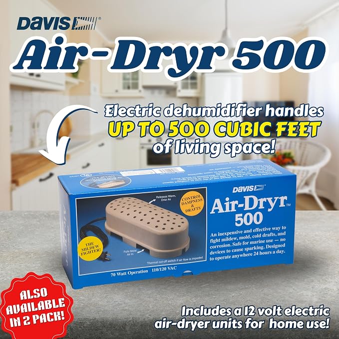 Davis Air-Dryr 500 Marine Air Dryer Dehumidifier for Boats, RVs, Small Rooms