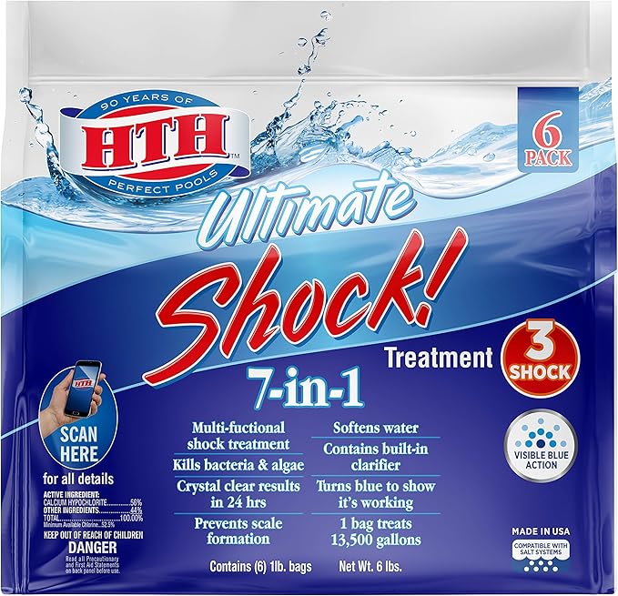 HTH 52028 Ultimate Shock Treatment Swimming Pool Chlorine Cleaner, 1 lb (Pack of 6)