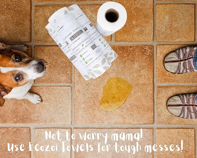 Ecozoi Bamboo Rayon Reusable Towels - 4 Pack | Equivalent to 80 Regular Rolls | 70% Rayon from Bamboo and 30% Cotton Kitchen Paper Rolls | 50 Times More Usage than Regular Paper Rolls