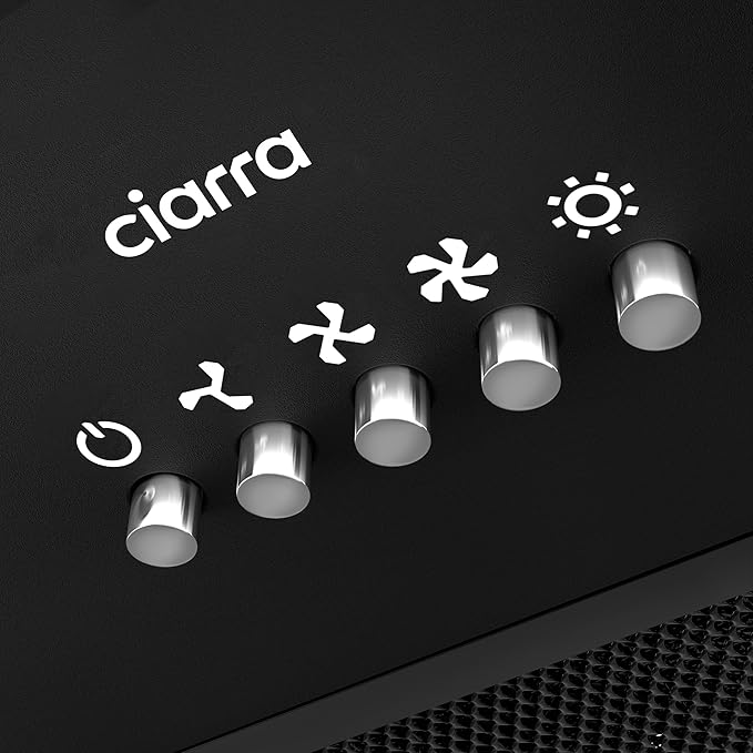 CIARRA Insert Range Hood 20 inch 650 CFM Kitchen Stove Vent Hood with LED Light, 3 Speed Exhaust Fan, Push Button, Black, CAB52913E-N
