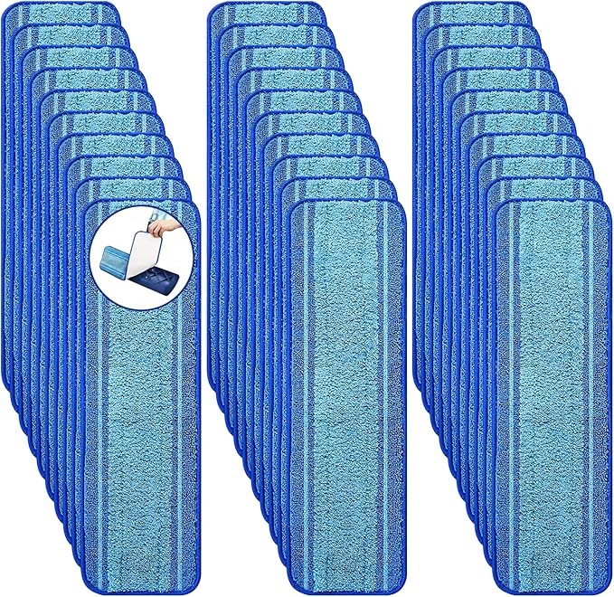 30-Pack Microfiber Mop Pads for Bona Mpo- Washable Reusable Refills for Hardwood, Tile & Multi-Surface Floors | Pet Hair & Stain Remover