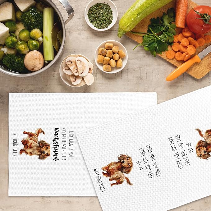 Dachshund Dog Kitchen Towels Set of 2, Funny Dog Kitchen Decor, Dogs Gifts for Women Men Hand Towel, Pet Owner Gift Decorative Tea Towels Dish Towel 16x24 Inch