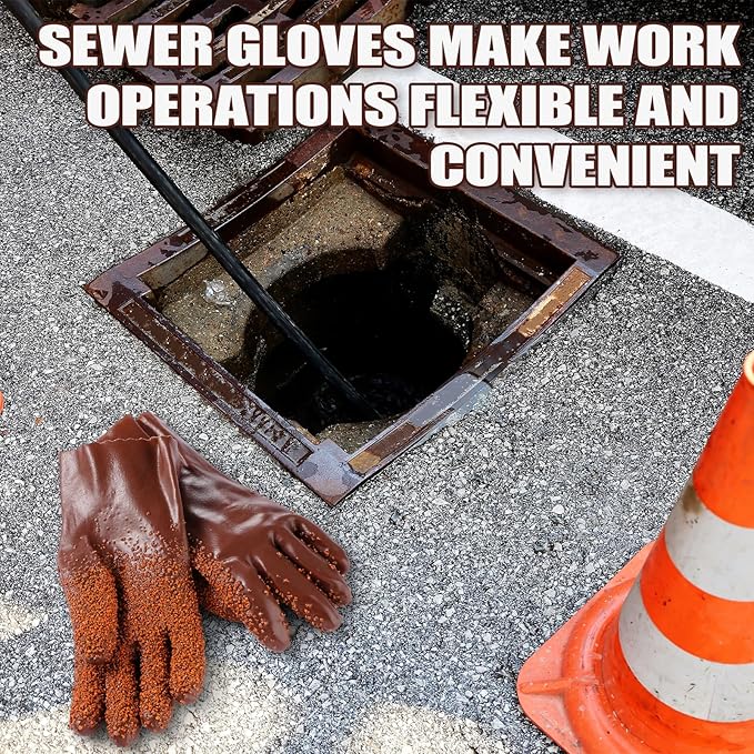 5 Pairs Sewer Snake Glove PVC Non Slip Sewer Gloves Drain Cleaning Glove Plumbing Tools for Professional Plumber