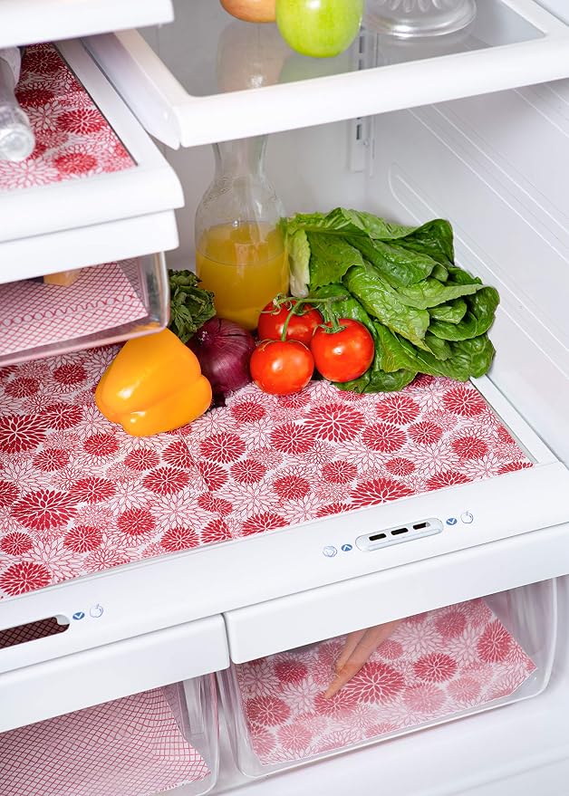 DII Fridge Liner Collection Non-Adhesive, Cut to Fit, 12x24, Tango Red, 6 Piece