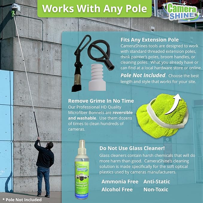 PRO Surveillance Cleaning Kit - Safely Clean Any Security Camera Safely From The Ground