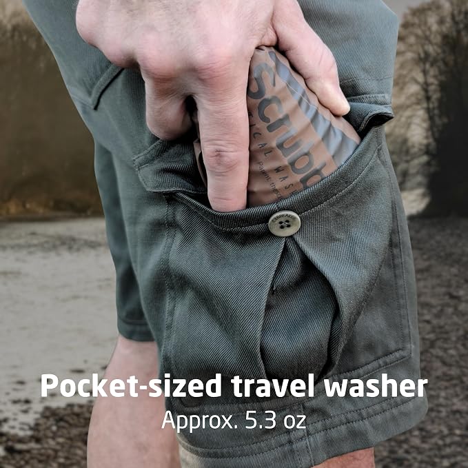 Scrubba Tactical Wash Bag - Patented Washboard-in-a-Bag™ Portable Travel Washing Machine for Military, Camping, Hunting & Overlanding - Wash Clothes Anywhere in Minutes (5.4 oz)