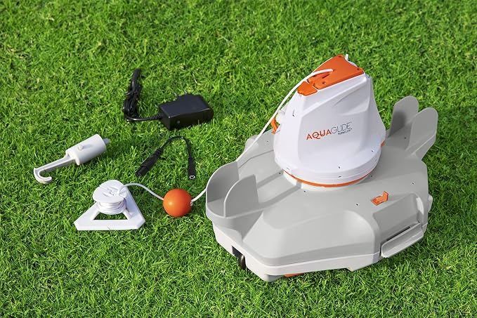 Bestway Flowclear AquaGlide Automatic Pool Cleaning Robot | Robotic Vacuum Cleaner Features Cordless, Rechargeable Battery | Designed for Flat-Bottom Above Ground and Inground Swimming Pools