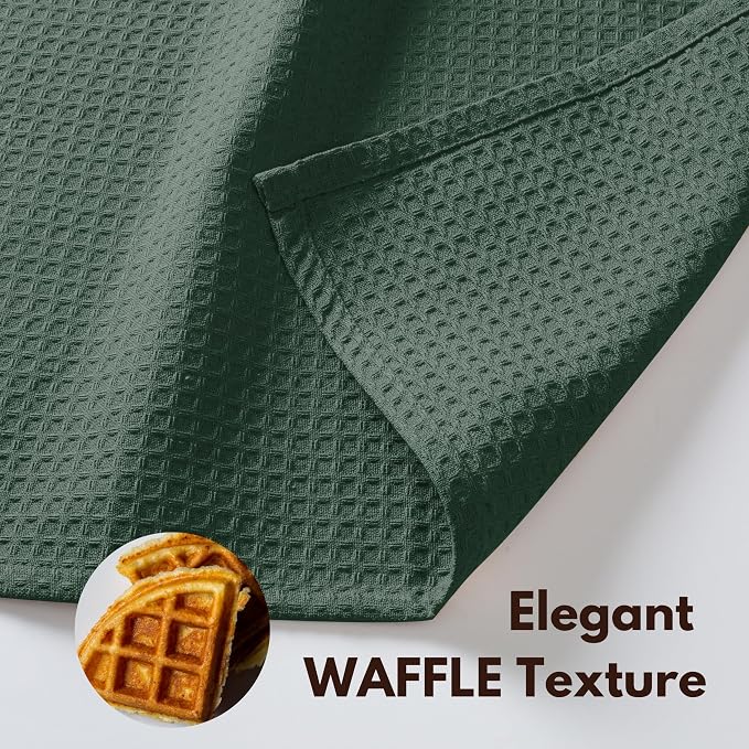 Native Fab 12 Pack Waffle Dish Cloths - 100% Cotton, Absorbent, Fast Drying, Reusable Towels for Cleaning, Cooking - Great for Everyday Use, Home, Restaurants, Bars & Cafes - 12" x 12" - Forest Green