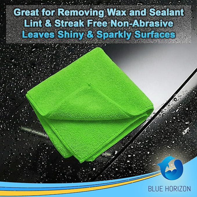 Blue Horizon Large Microfiber Cleaning Towels, 36-Pack Wash Cloths, Ultra Soft Plush Microfiber Cleaning Cloth, Products (Green, 16" X 16")