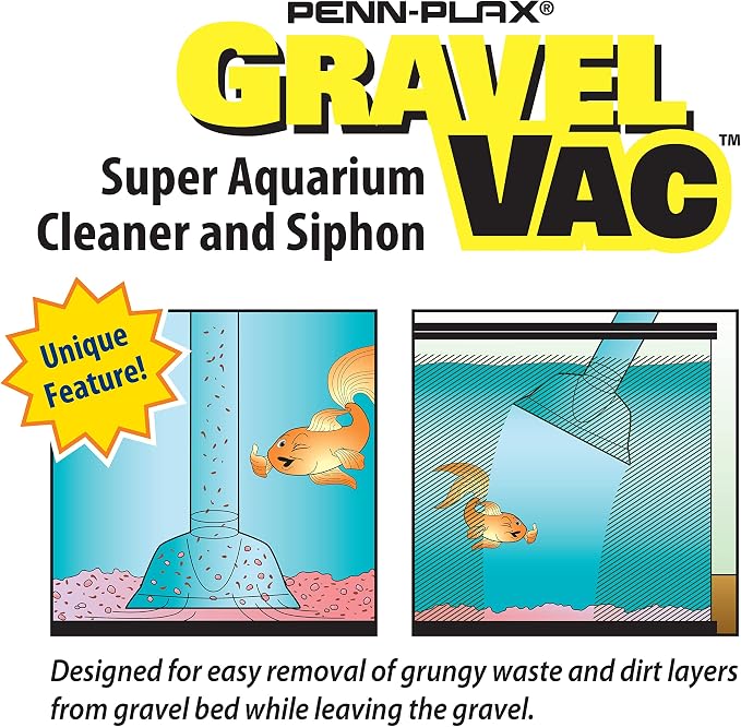 Penn-Plax Gravel Vacuum for Aquariums | Make cleaning and tank maintenance quicker and easier (GV24) 24"