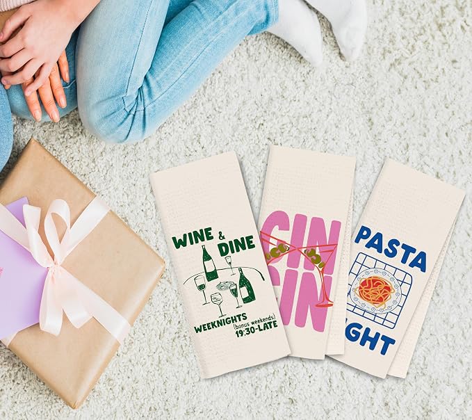 Italian Kitchen Towels Set 3, Italian Kitchen Decor, Bar Towels for Kitchen Bartender, Retro Dish Towels for Hand Towels for Kitchen, Aesthetic Kitchen Decor, 16x24 Inch