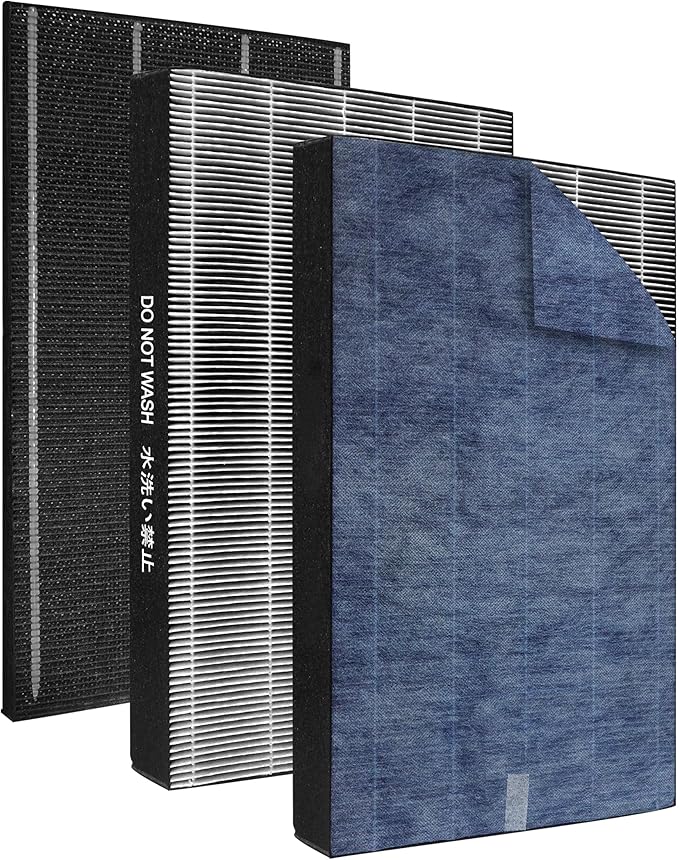 KC850U Replacement Filter Compatible With Sharp KC-850U Air Purifier, Part # FZ-C100HFU, With 2 HEPA filters and 1 FZ-C100DFU Activated carbon filter