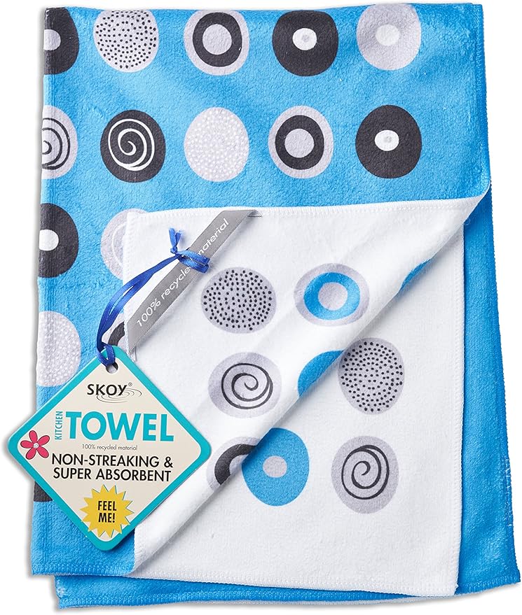 Skoy Cleaning Bundle - Cloth, Scrub, Blue Towel and Sink Holder – Environmentally Friendly, Kitchen & Household Use, Plastic-Free Packaging, Great Gift Idea!