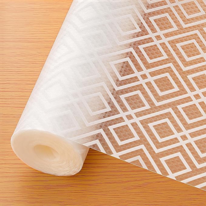 Cooyes Shelf and Drawer Liner for Kitchen Cabinets – Non-Adhesive, Waterproof, Non-Slip Cabinet Liners for Scratch Protection, Desk, Refrigerator, Shelves, Drawers with Modern Pattern