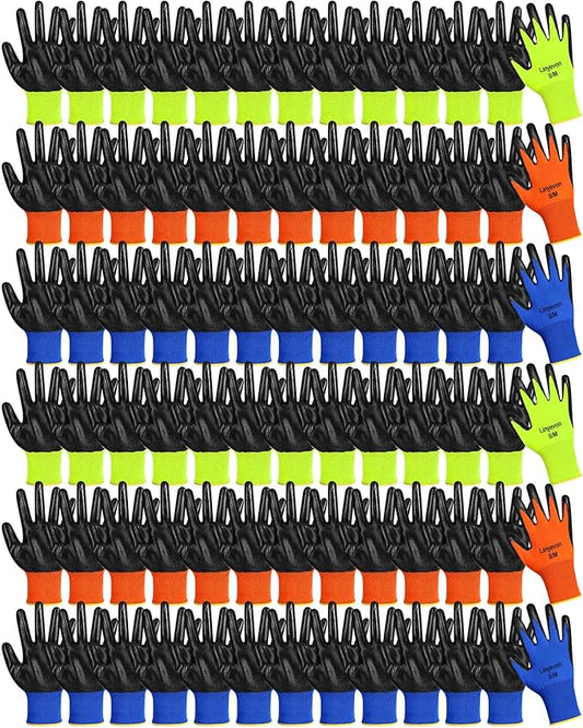 Maxcheck PU Coated Gloves Bulk, Reusable Rubber Safety Gloves for Men Women Work Warehouse, Mechanic, Woodworking