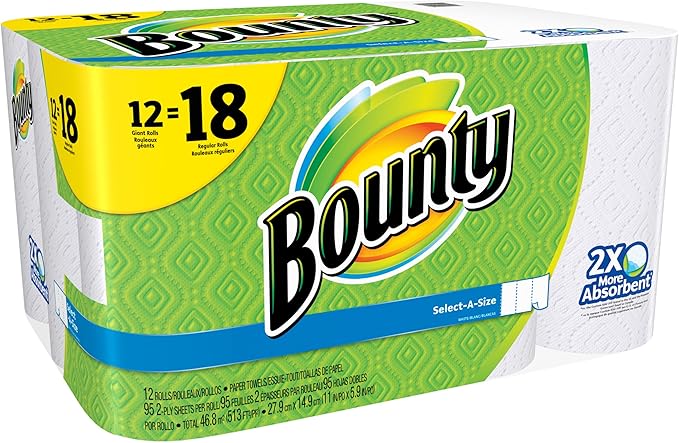 Bounty Select-a-Size Paper Towels, White, 12 Count