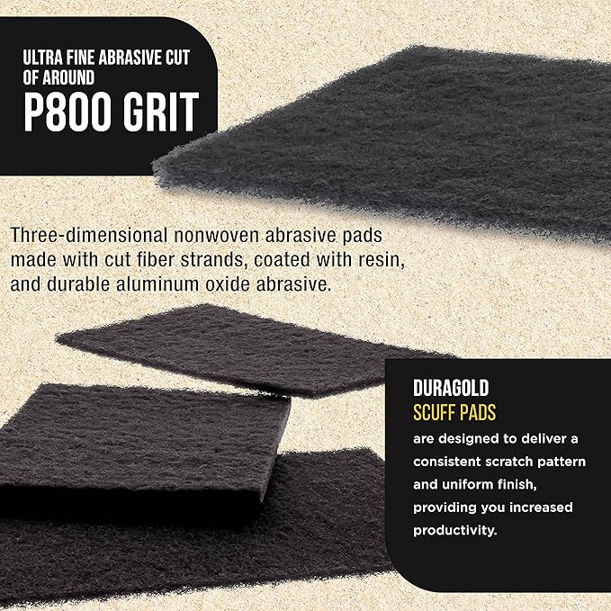 Dura-Gold Premium 6" x 9" Maroon General Purpose Scuff Pads, Box of 10 & 6" x 9" Grey General Purpose Scuff Pads, Box of 10