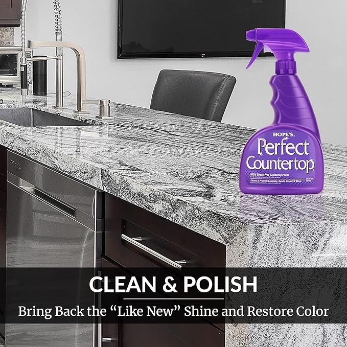 HOPE'S Perfect Sink Cleaner and Polish, 8.5 Fl Oz, and Perfect Countertop Cleaner and Polish, 22 Fl Oz, Bundle