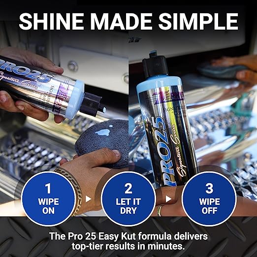 Zephyr - Pro 25 Easy Kut Liquid Metal Polish - Stainless Steel, Chrome, & Aluminum Polish - Metal Polishing for Lifted Trucks, Show Vehicles, Motorcycles, & More - 32 oz.