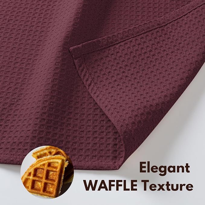 Native Fab Waffle 12 Pack Dish Cloths - 100% Cotton, Absorbent, Quick Dry, Washable Towels for Cleaning, Cooking & Drying Dishes - Perfect for Home, Restaurants, Bars, Cafes - 12"x12" - Burgundy