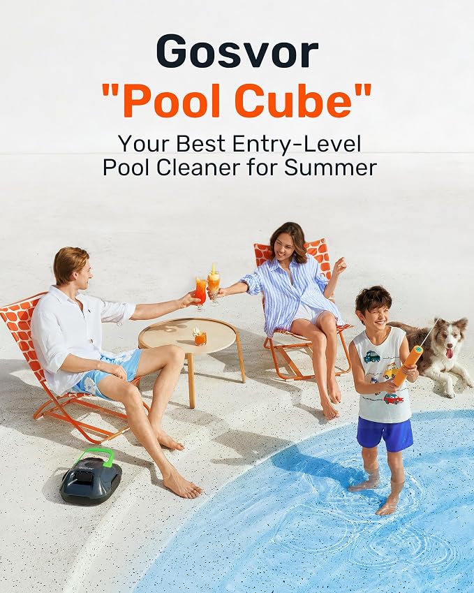 Gosvor LiteVac 800 Pool Vacuum, Dual Cleaning Modes, Cordless Robotic Pool Cleaner Lasts 90 Mis, Self-Parking, Portable, 1200-1900GPH, Ideal for Above Ground Pool up to 860 sq.ft, Green