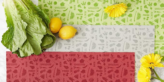 DII Fridge Liner Collection Non-Adhesive, Cut to Fit, 12x24, Gray Veggies, 6 Piece