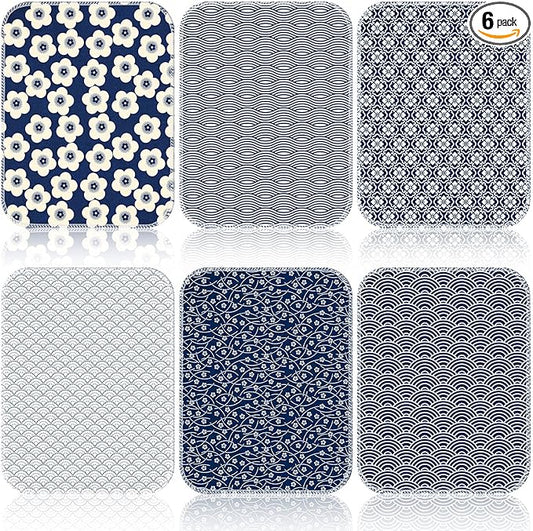 Redbaker 6 Pcs Reusable Paper Towels Rolls Towels Bulk Kitchen Washable Paperless Cloth Cotton Hand Napkins with Cardboard Reusable Napkins for Kitchen Bathroom (Geometric Theme)