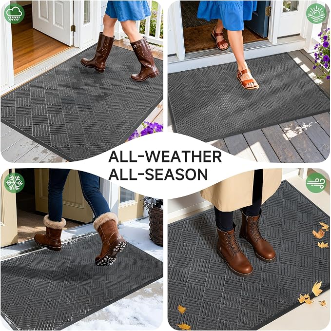100pointONE Front Door Mat, Heavy Duty Indoor Outdoor Doormat, 72" x 24" Low Profile Outdoor Mats for Home Entrance, Stain and Fade Resistant Welcome Mat Ideal for High Traffic Area, Diamond Grey
