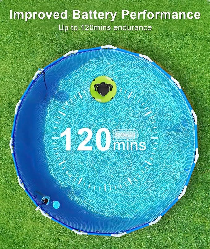 Upgrade Robot Pool Vacuum for Above Ground Pool, Cordless Robotic Pool Cleaner Dual Motors, 120 Mins Runtime, Auto-Dock, Automatic Pool Vacuum Cleaner for In-Ground Flat Pools Up to 1000 Sq.Ft