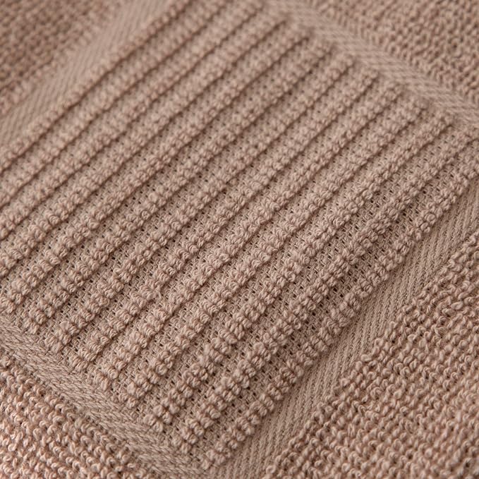 T-Fal Solid & Checked Parquet Kitchen Towels: Highly Absorbent, Super Soft Long Lasting - 100% Cotton, 16"x26" Dish Towels for Cleaning & Drying Dishes, Pans, Glassware, Countertops, 2-Pack, Sand