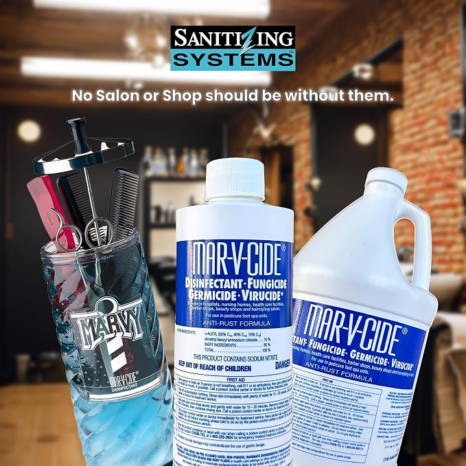 William Marvy Disinfectant, Germicide, Virucide – 128 fl oz | Hospital-Grade Concentrate Kills Bacteria, Viruses, Fungi & Mildew – EPA Registered for Salons, Barbershops, Gyms & More