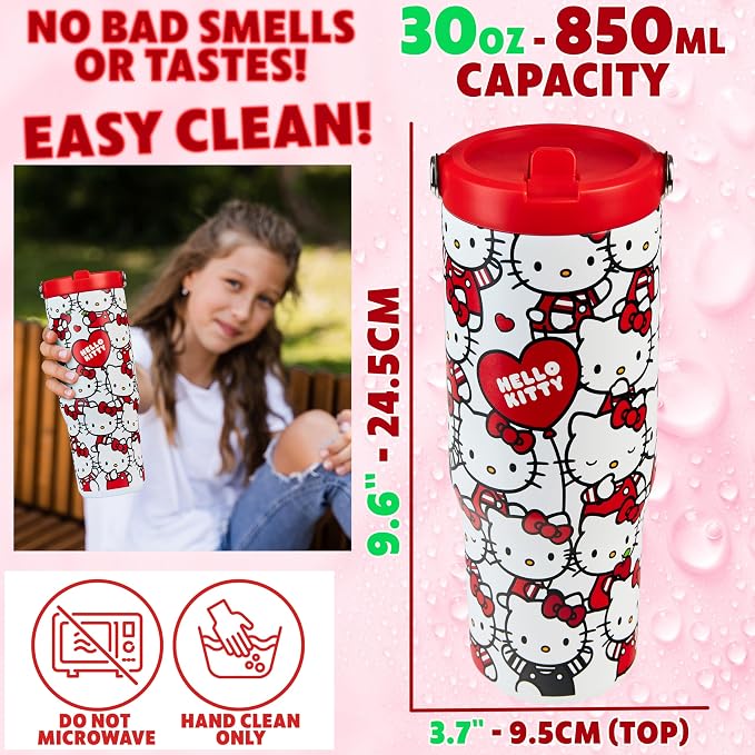 Get Trend Hello Kitty Sanrio Tumbler with Straw 30oz Girls Teens Women Insulated Cup with Lid Travel Mug for School, Sports, Kawaii Gifts for Girls (Aop Hello Kitty)