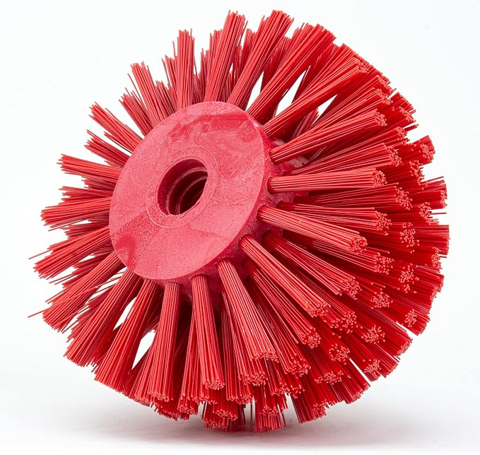 SPARTA 45005EC05 Plastic Multi-Purpose Valve Brush, Pipe Brush, Round Brush With Polyester Bristles, Color Coded For Commercial Cleaning, Kitchen, Restaurant, Bathroom, 3.9 X 5 X 3.9 Inches, Red