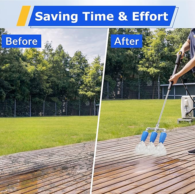 Triple Turbo Nozzle Pressure Washer, 3-in-1 Power Washer Turbo Nozzle with 1/4" Quick Connect, 360° Rotating Turbo Nozzle Tip- 4000 PSI, 4-6 GPM, 2.0 Orifice, Blue