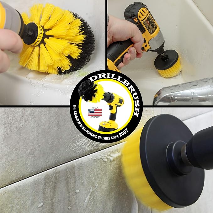 Toilet Bowl Cleaner - Toilet Brush - Bathroom Cleaner - Bathroom Drill Brush Set - Toilet Cleaner - Tile Floor Cleaner - Shower Cleaner Drill - Grout Cleaner- Bathroom Scrub Brush - Grout Tile Brush