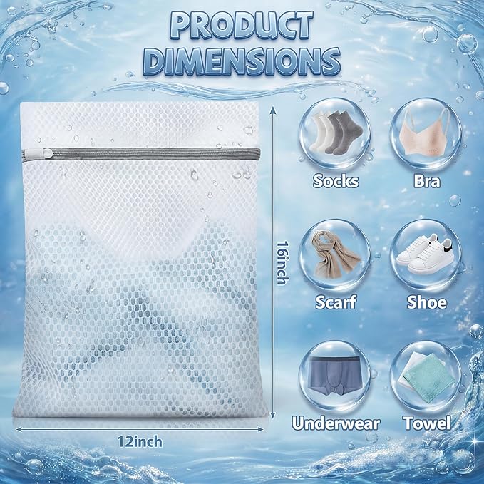 Junkin 40 Pack Honeycomb Mesh Laundry Bags Reusable Delicate Wash Bags with Anti-rust Zippers Durable Washing Machine Bag for Bras, Lingerie, Socks, Baby Clothes (12x16 Inch)