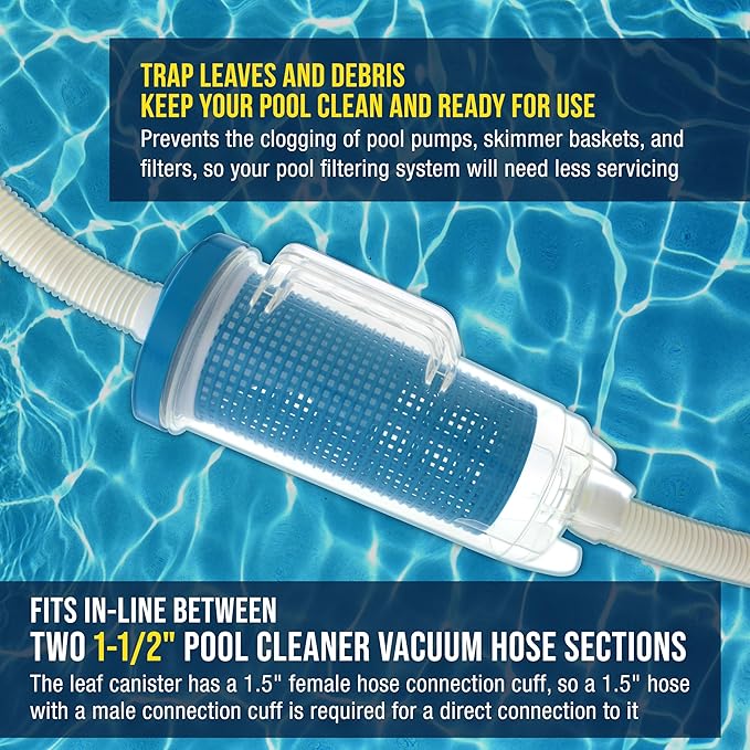 U.S. Pool Supply Pool Leaf Catcher - Heavy Duty Inline Pool Leaf Canister, Vacuum for Inground Cleaner - Cleaning Filter Basket & Mesh Bag, Catch Leaves Debris, Compatible Replacement for Most Brands