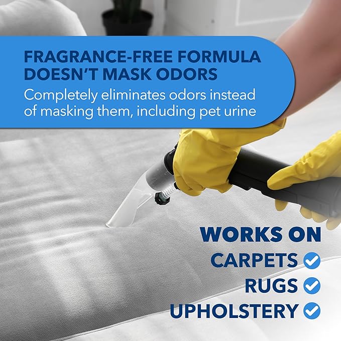Unique Carpet Shampoo, Pet Stain & Odor Remover, Enzyme Carpet Cleaner for Dog & Cat Urine, Deep Cleaning Solution, Value Size, 128 oz