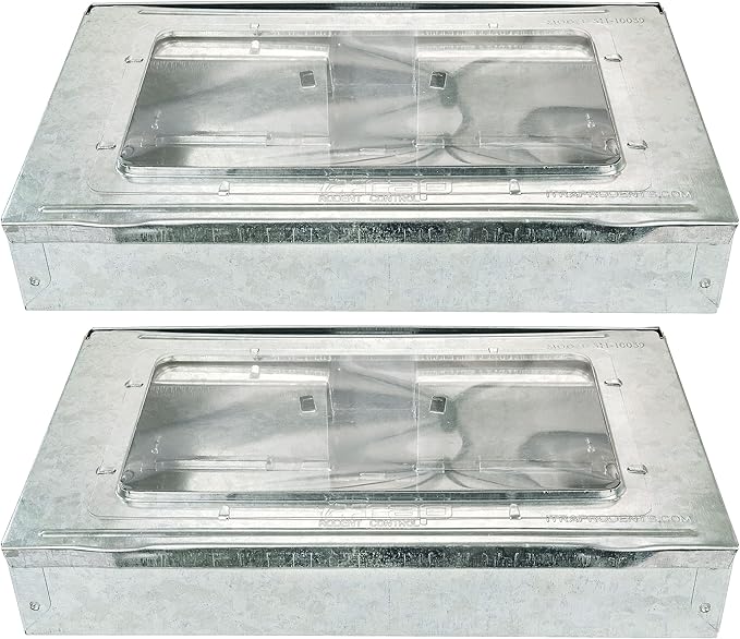 Humane Mouse Trap 2-Pack – No Winding or Resetting, Non-Jamming, Clear Window View, Silver, No-Kill Indoor Mouse Traps, Preferred by Professional Pest Controllers