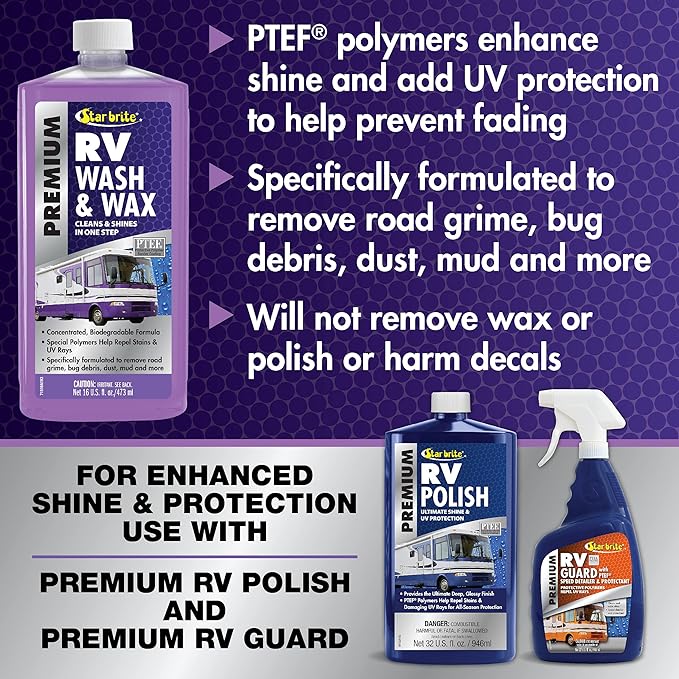 STAR BRITE RV Wash & Wax - Concentrated Cleaner - Cleans & Shines in One Easy Step + Repels Future Stains & Protects from UV Damage 128 Oz (71500)