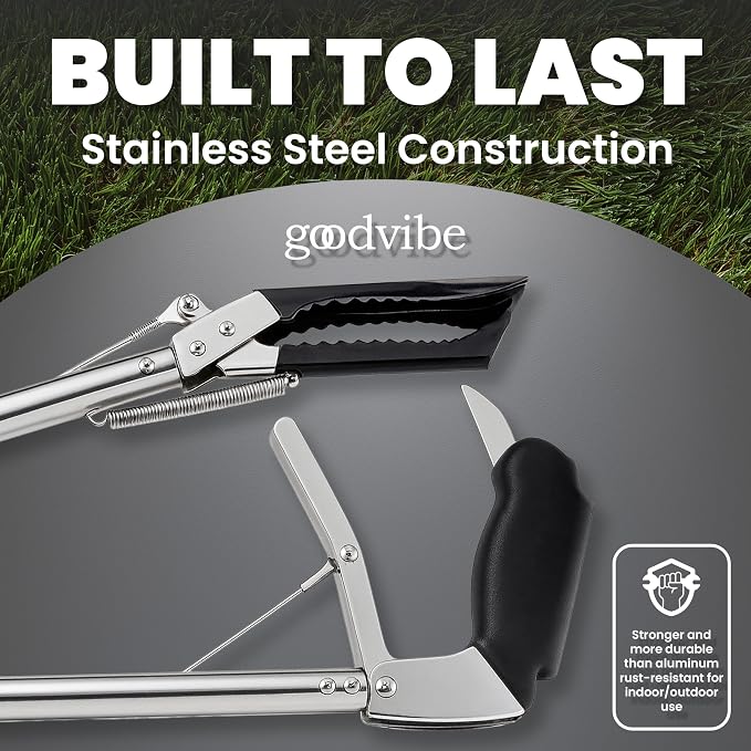 goodvibe - 47" Stainless Steel Snake Tong Reptile Grabber Wide Jaw Handling Tool with Anti-slips and Locked Snake grabber tool heavy duty for Rattlesnakes Copperhead or Cottonmouth Include Storage Bag