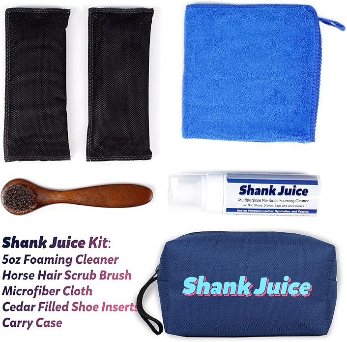 Clean Kit for Golf Shoes and Accessories - 6-item Kit: No Rinse Foaming Cleaner, Brush, Cloth, Cedar Inserts